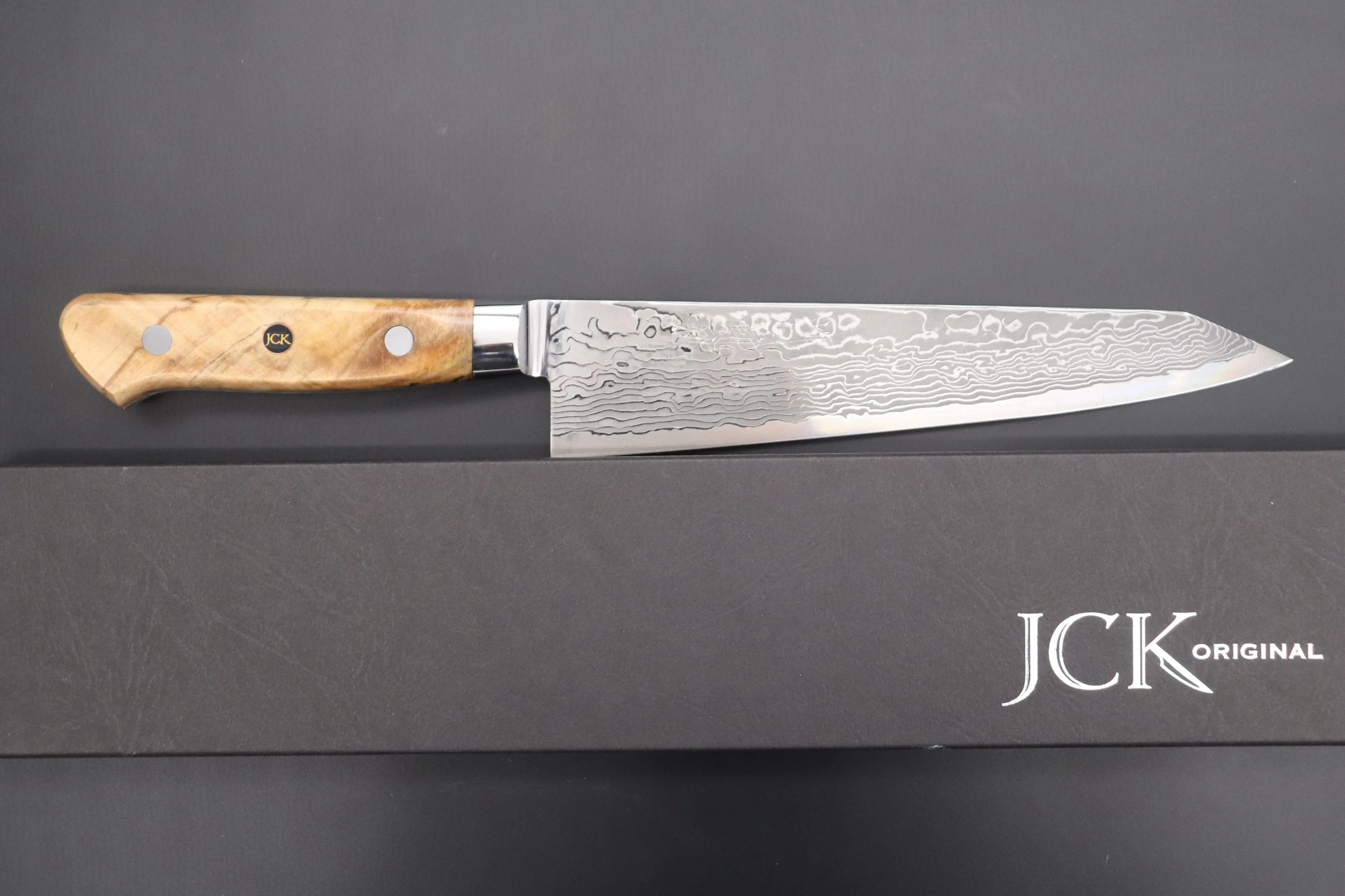 JCK Original Kagayaki NOVEL- Limited Edition Custom R-2 Damascus Series KNLTD-80 Kiritsuke-Gyuto 200mm (7.8 inch, Forged Blade)