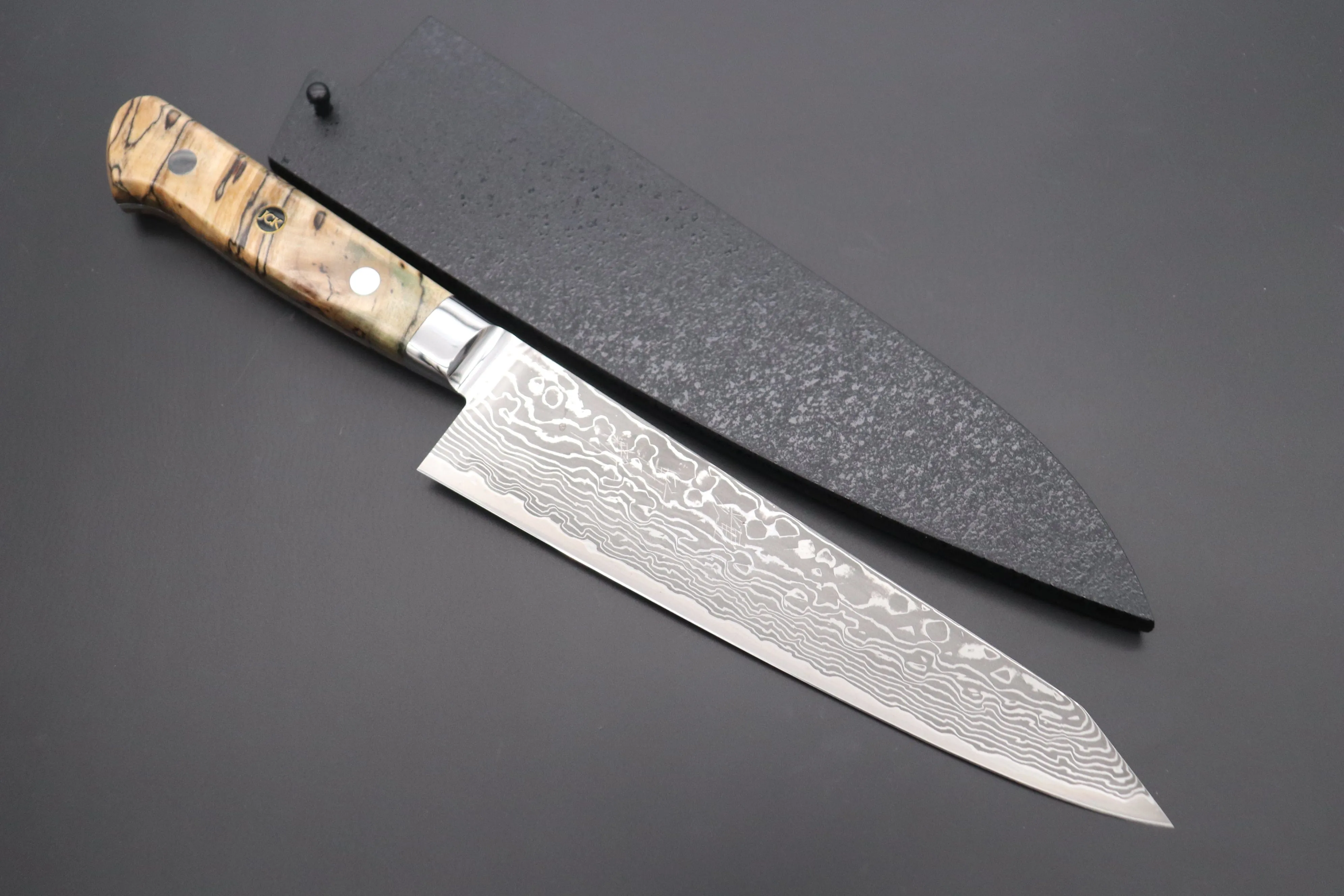 JCK Original Kagayaki NOVEL- Limited Edition Custom R-2 Damascus Series KNLTD-83 Kiritsuke-Gyuto 200mm (7.8 inch, Forged Blade)