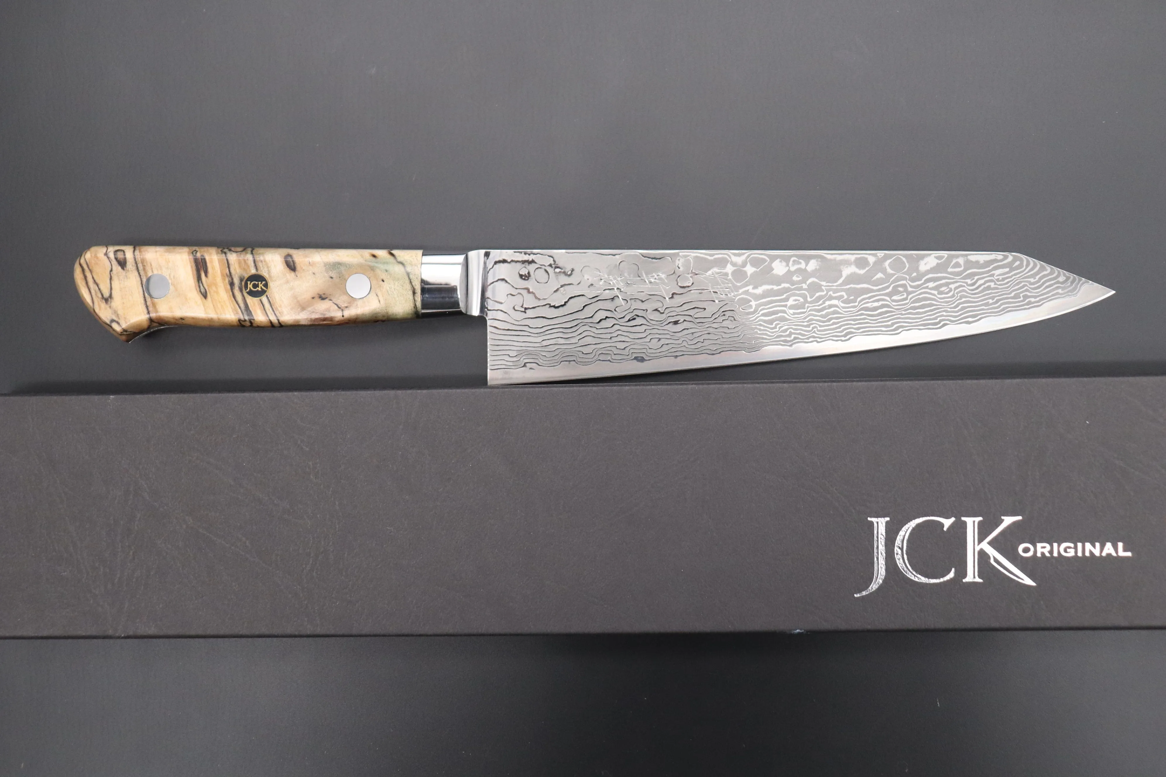 JCK Original Kagayaki NOVEL- Limited Edition Custom R-2 Damascus Series KNLTD-83 Kiritsuke-Gyuto 200mm (7.8 inch, Forged Blade)