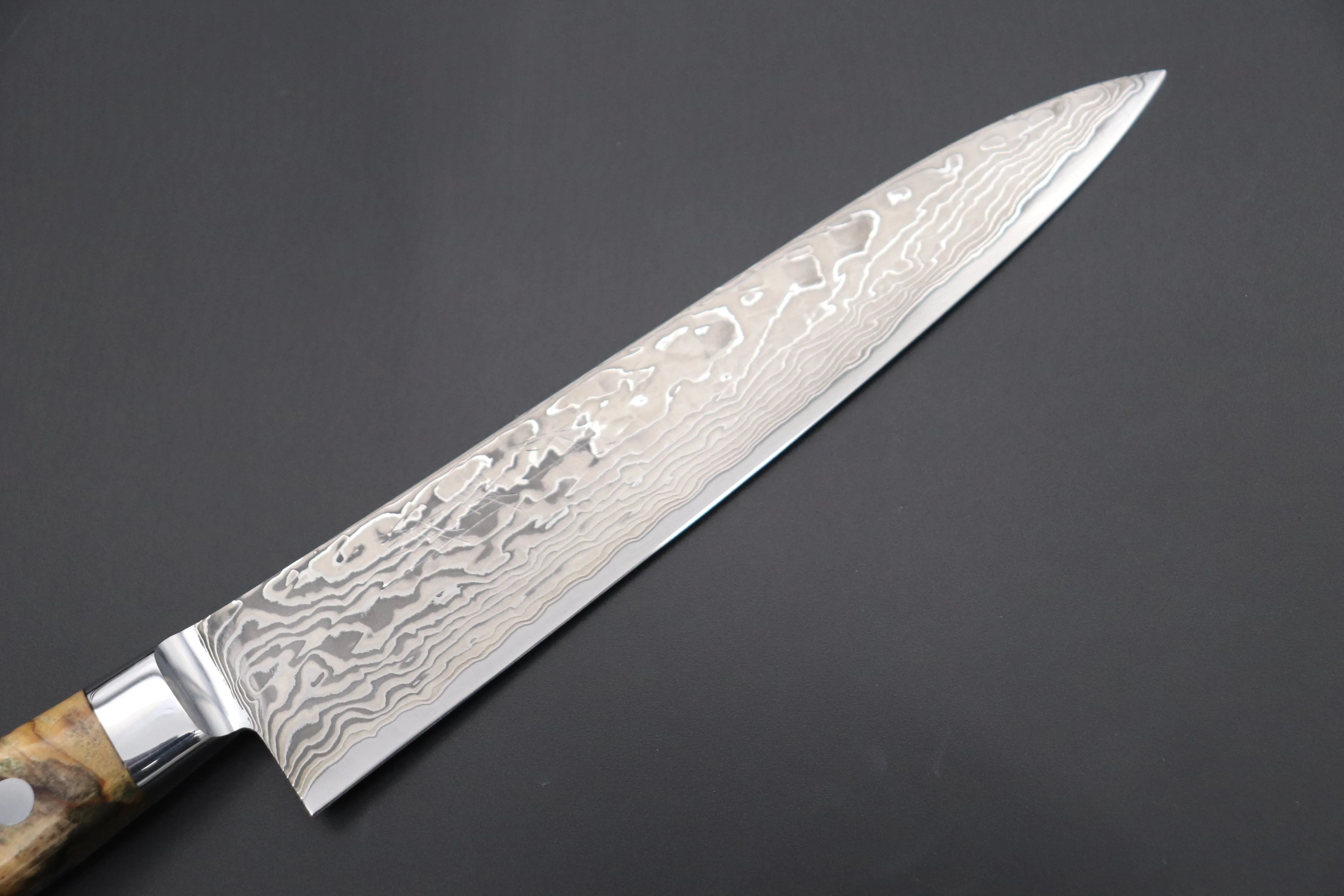 JCK Original Kagayaki NOVEL- Limited Edition Custom R-2 Damascus Series KNLTD-85 Petty 150mm (5.9 inch, Hammer Forged Blade)