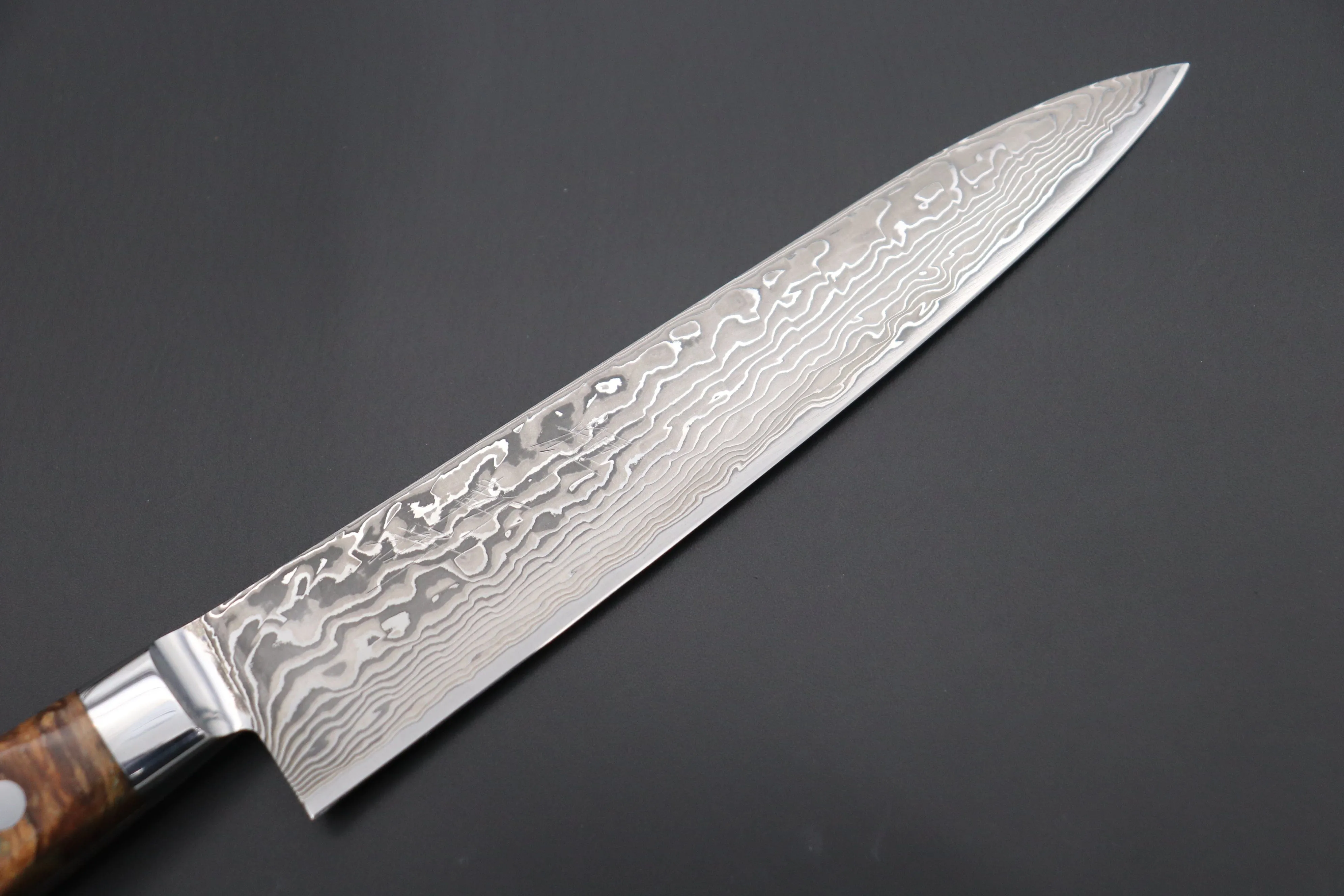 JCK Original Kagayaki NOVEL- Limited Edition Custom R-2 Damascus Series KNLTD-87 Petty 150mm (5.9 inch, Hammer Forged Blade)