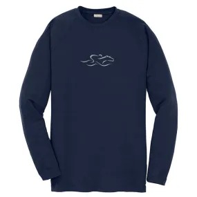 Kids Peformance Long Sleeve Cool and Dry T-Shirt - Navy with White