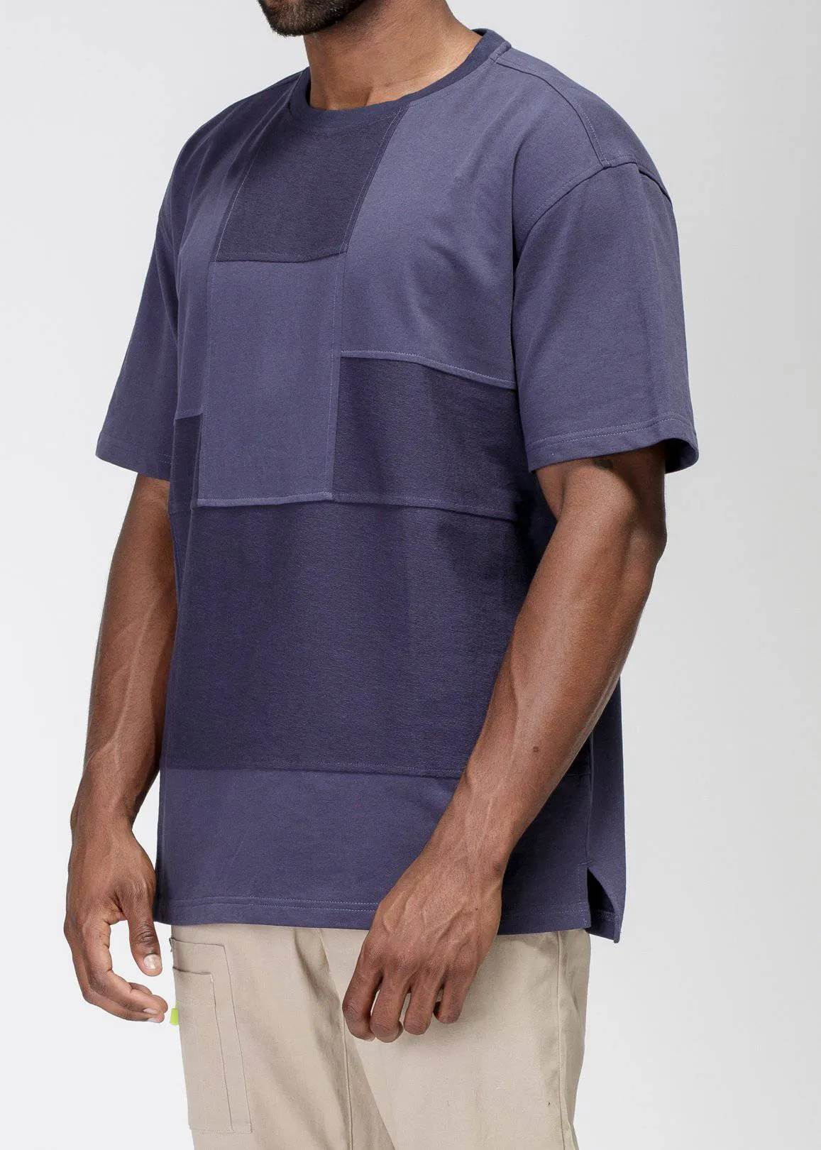 Konus Men's Square Cutout Patterned Tee in Cobalt