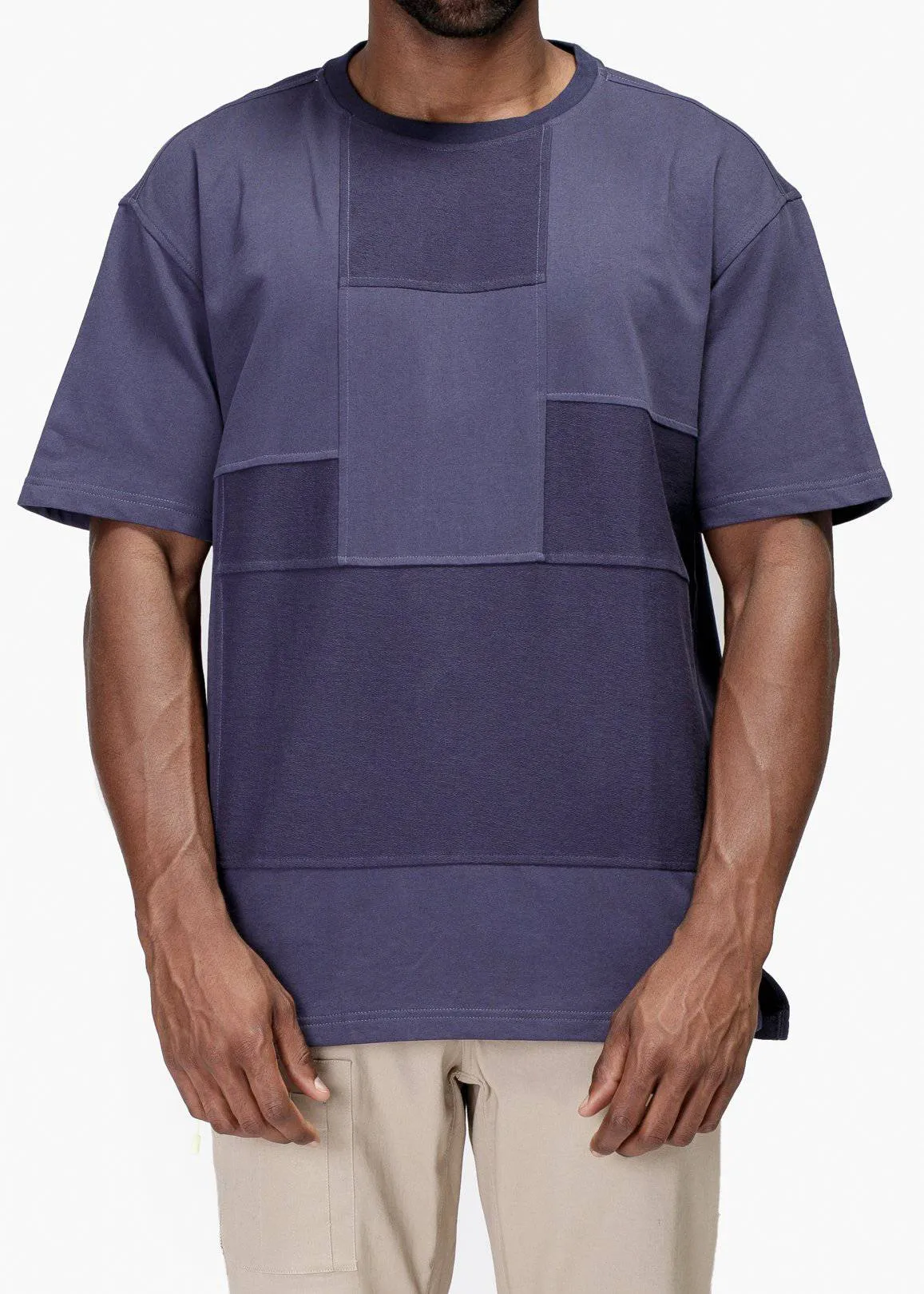 Konus Men's Square Cutout Patterned Tee in Cobalt