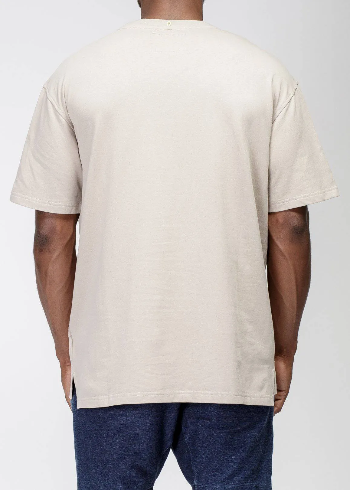 Konus Men's Square Cutout Patterned Tee in Khaki