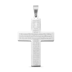 Large Padre Nuestro English Lord's Prayer Stainless Steel Cross Pendant / PDL9002