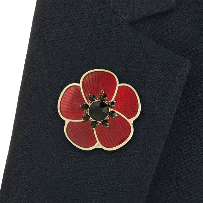 Magnetic Poppy Brooch