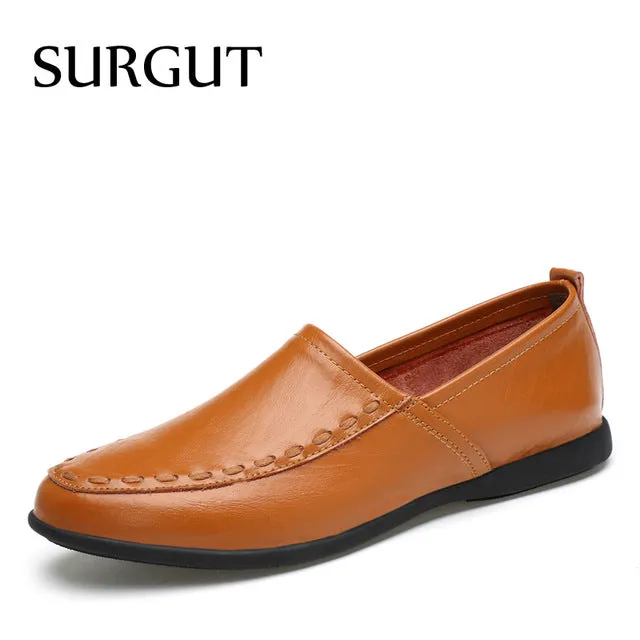 Men Leather Casual shoes For Summer Spring Solid Genuine Leather Shoes Normal Size Fashion Super Quality Flats Shoes Men