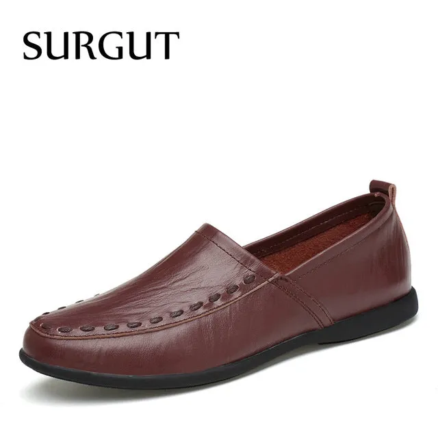 Men Leather Casual shoes For Summer Spring Solid Genuine Leather Shoes Normal Size Fashion Super Quality Flats Shoes Men