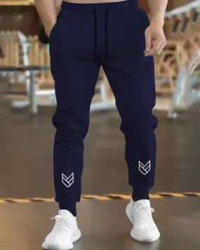 Men Navy Blue TrackPant with Cuffed Ankles