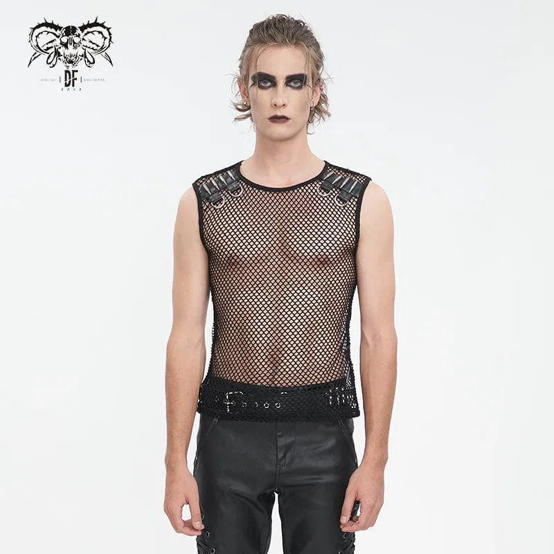 Men's Gothic Bullet Sheer Mesh Tank Top