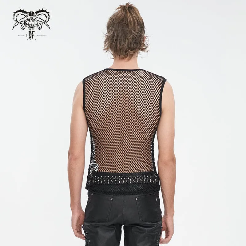 Men's Gothic Bullet Sheer Mesh Tank Top