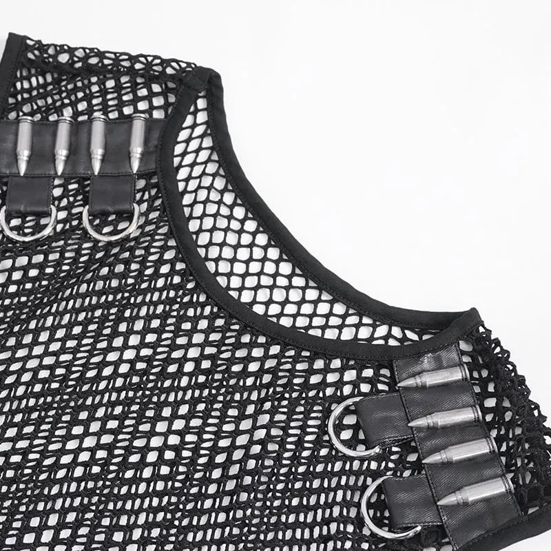 Men's Gothic Bullet Sheer Mesh Tank Top