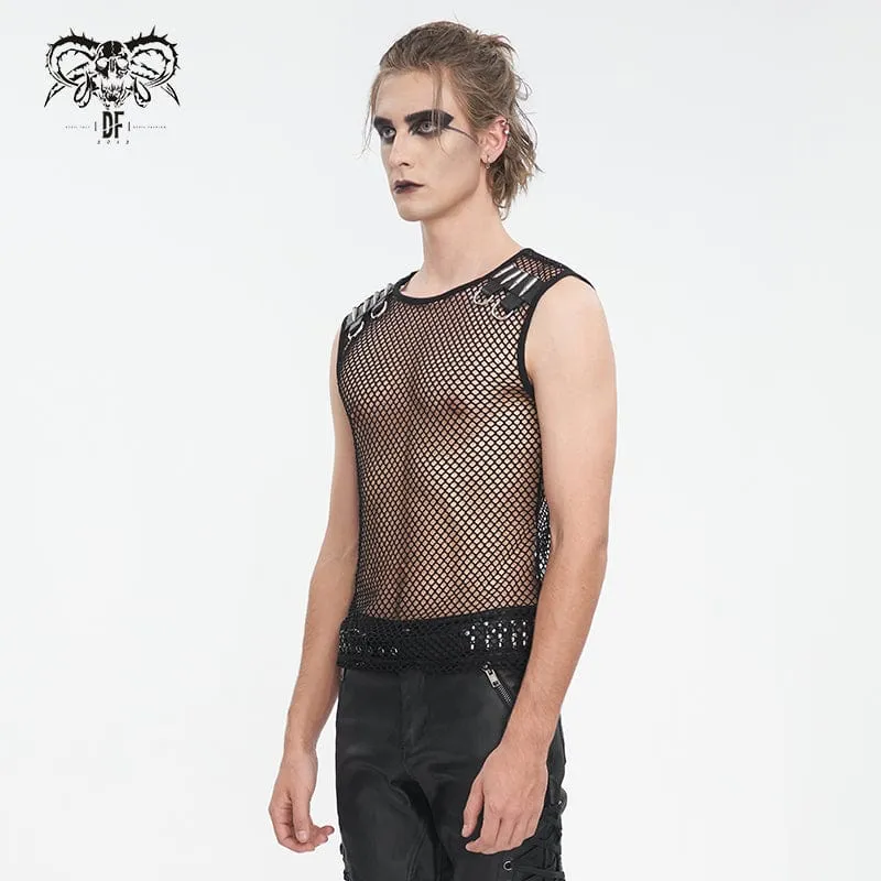 Men's Gothic Bullet Sheer Mesh Tank Top