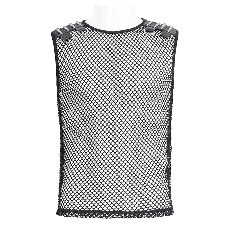 Men's Gothic Bullet Sheer Mesh Tank Top