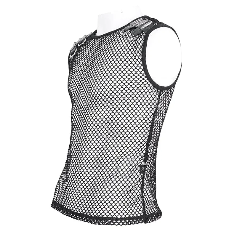 Men's Gothic Bullet Sheer Mesh Tank Top