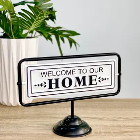 Metal Tabletop Flip Sign with "Home" Writing Message