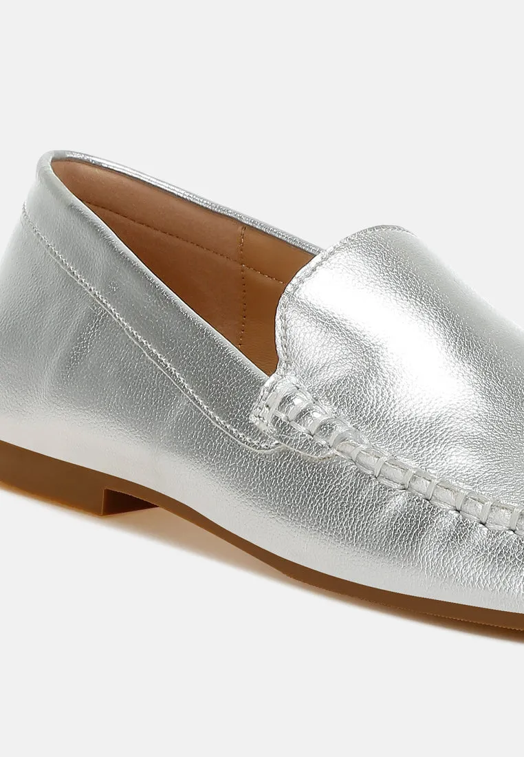 Metallic Pleather Loafers by RUW