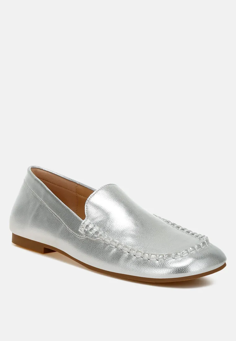 Metallic Pleather Loafers by RUW