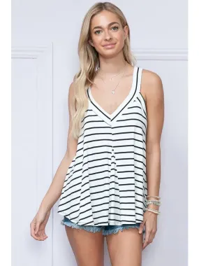 Monochrome Elegance V-Neck Tank Top