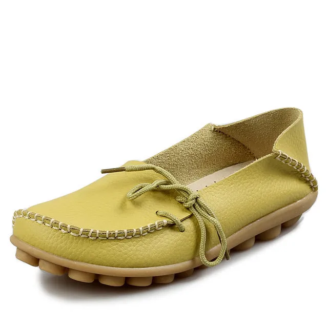 New Women Real Leather Shoes Moccasins Mother Loafers Soft Leisure Flats Female Driving Casual Footwear Size 35-44 In 24 Colors