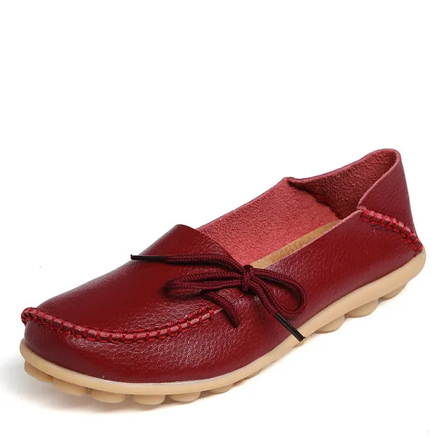 New Women Real Leather Shoes Moccasins Mother Loafers Soft Leisure Flats Female Driving Casual Footwear Size 35-44 In 24 Colors