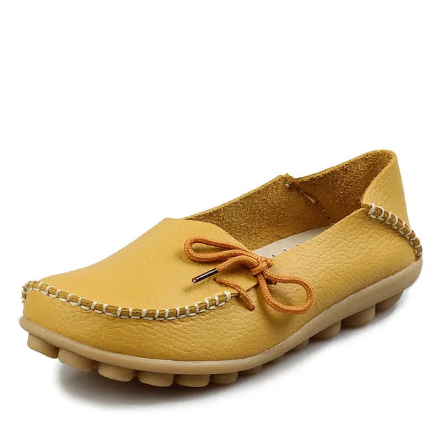 New Women Real Leather Shoes Moccasins Mother Loafers Soft Leisure Flats Female Driving Casual Footwear Size 35-44 In 24 Colors