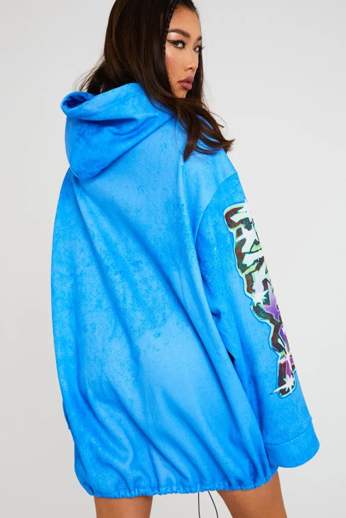 Not Your Angel Graffiti Print Hoodie Dress