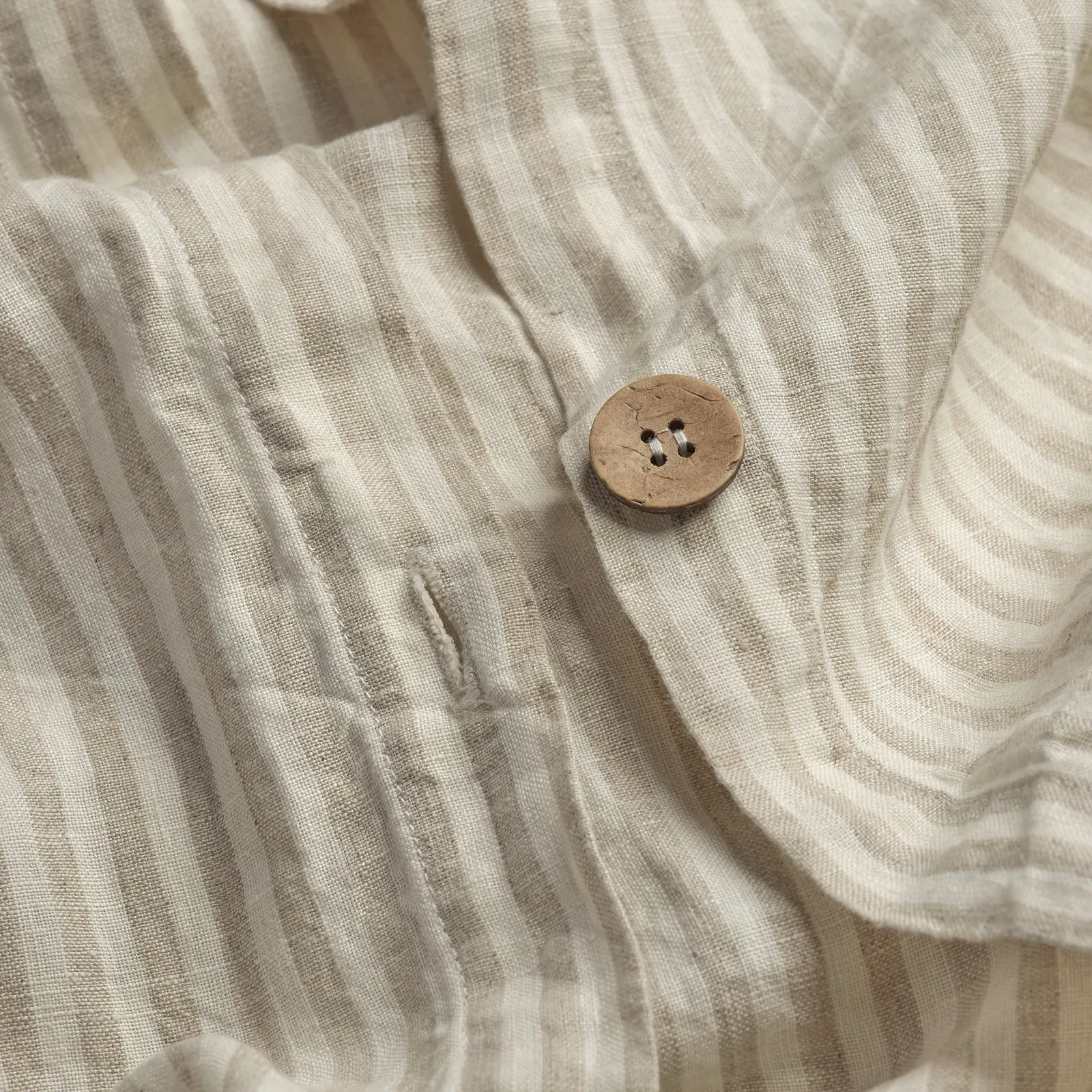 Oatmeal Stripe 100% Linen Duvet Cover