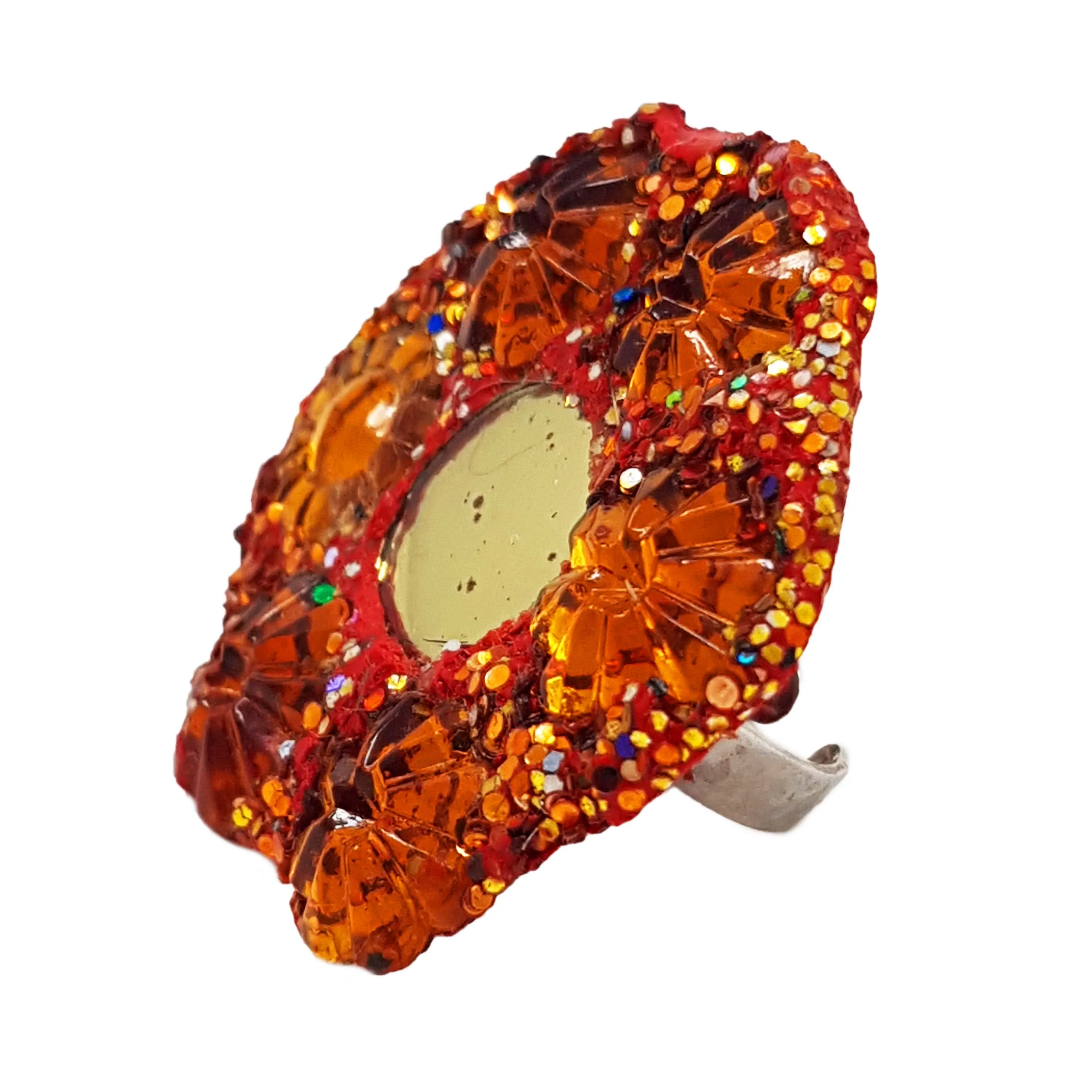 ORANGE FLOWER COCKTAIL RING