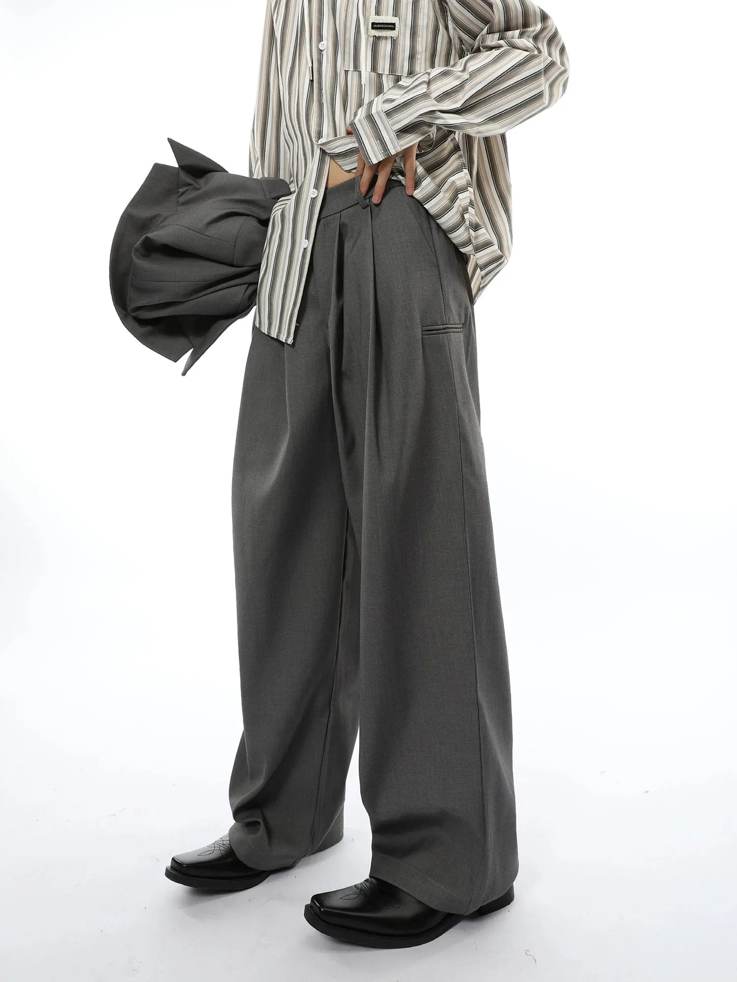 Oversized Boxy Blazer with Wide Leg Suit Trousers Set