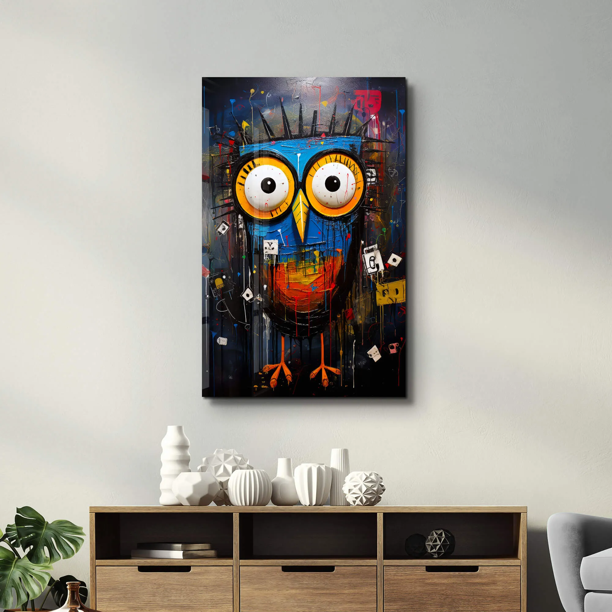 Owl Portrait | Glass Wall Art