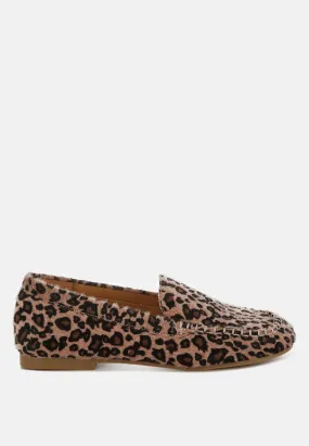 Paboa Leopard Print Flat Loafers