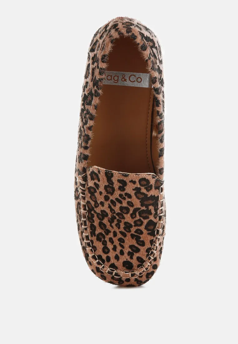 Paboa Leopard Print Flat Loafers