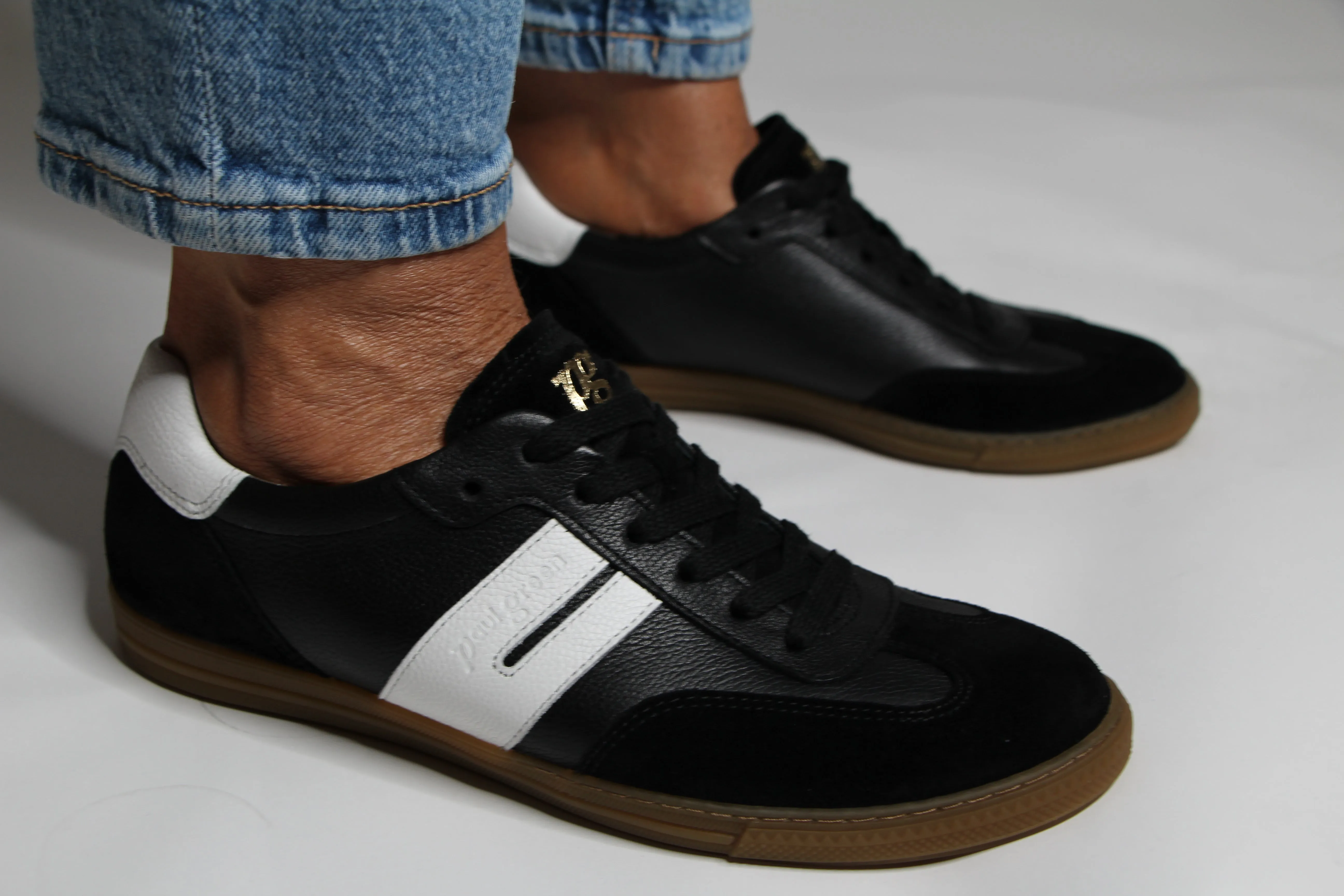 Paul Green Black White Leather Trainer 5350