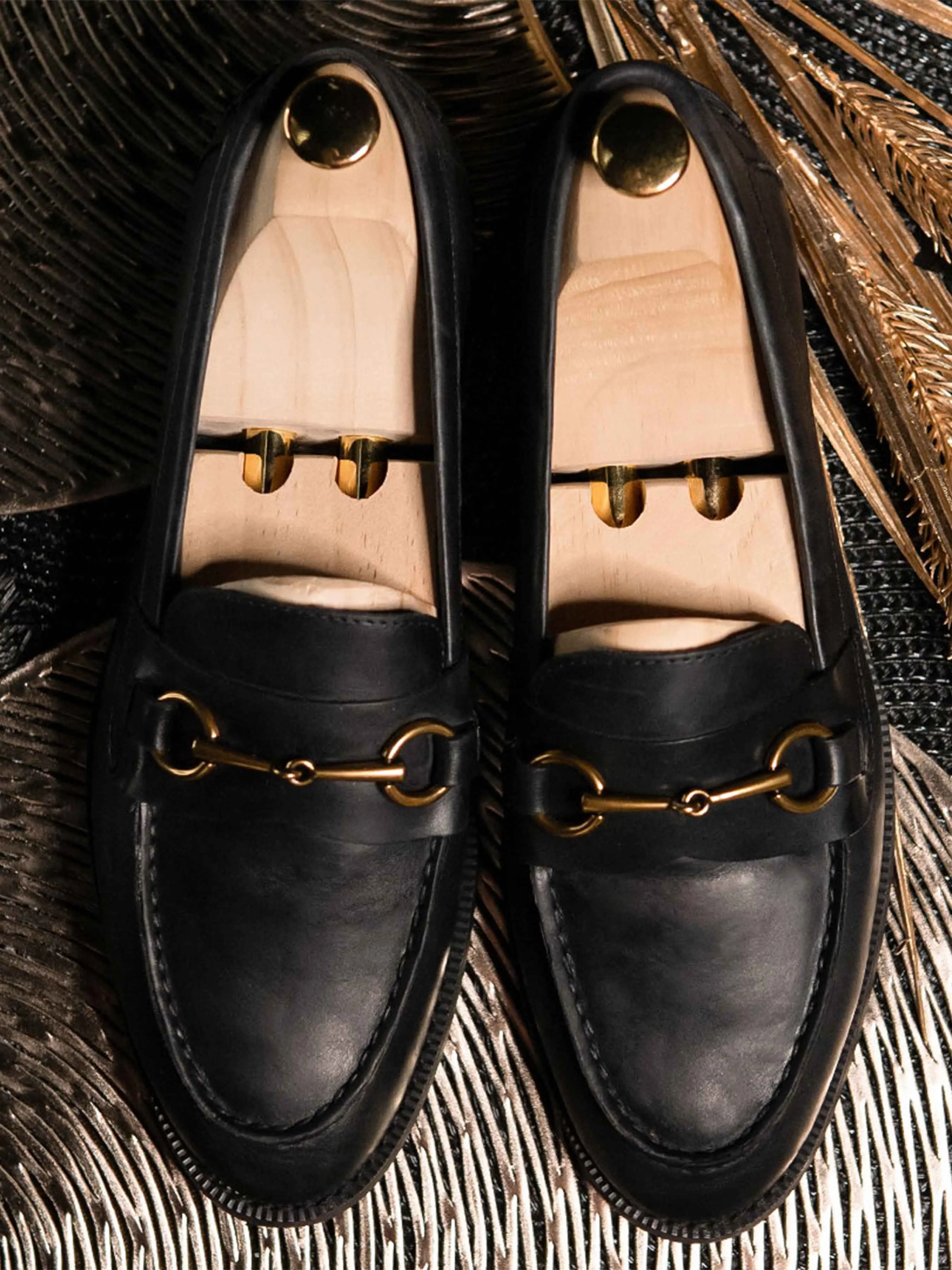 Penny Loafer Horsebit Buckle - Black Leather (Crepe Sole)