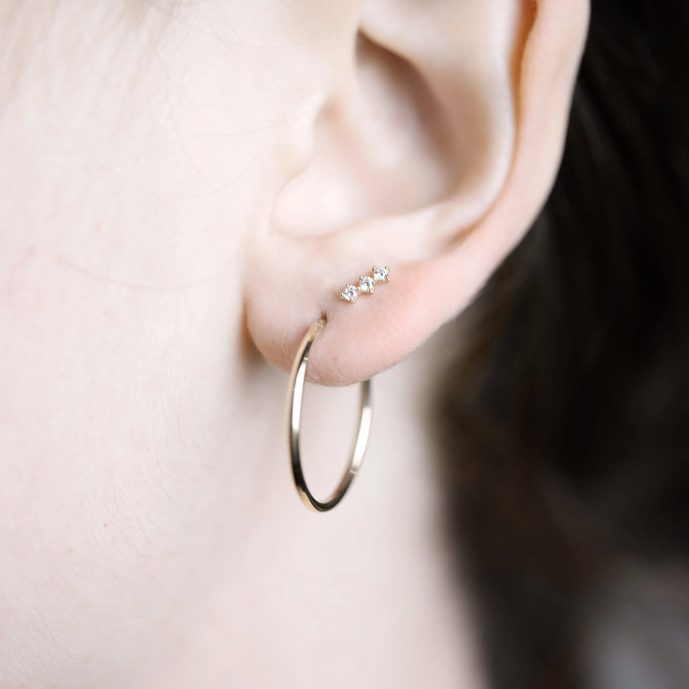 Petite trio stud Earring (single) - 14K/ 18K Gold