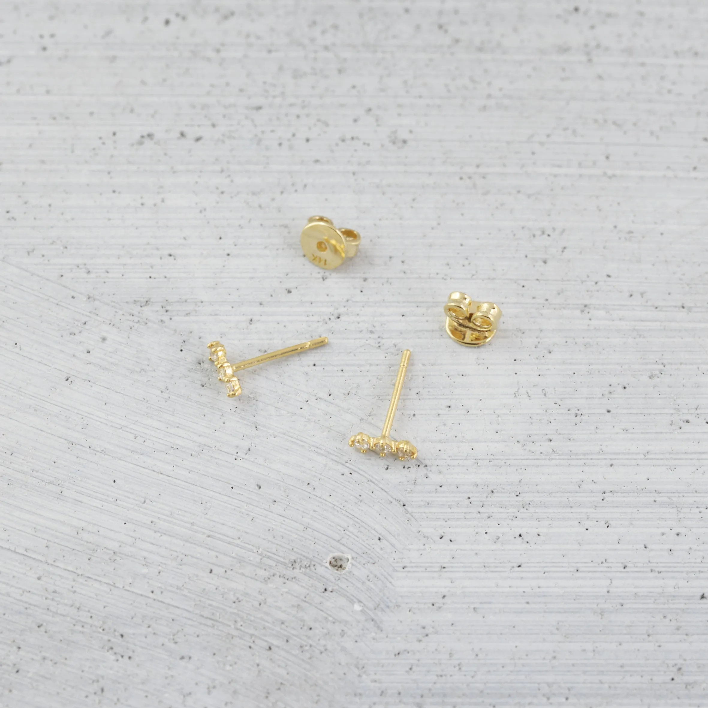 Petite trio stud Earring (single) - 14K/ 18K Gold