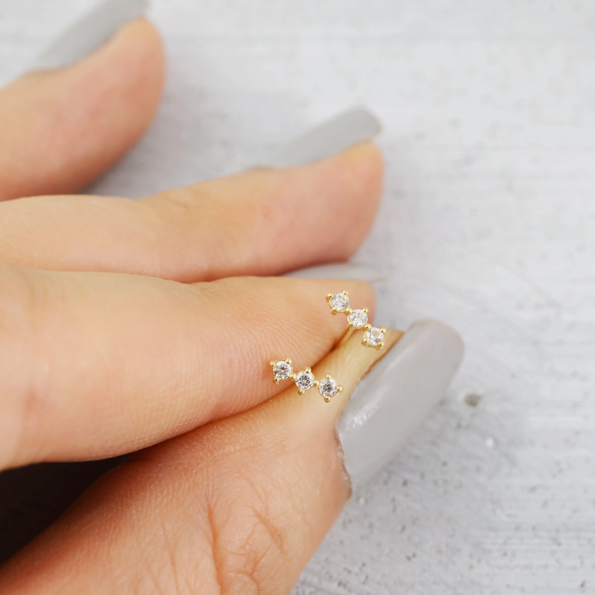 Petite trio stud Earring (single) - 14K/ 18K Gold