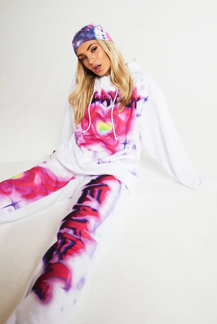 Pink Heaven Print Oversized Hoodie