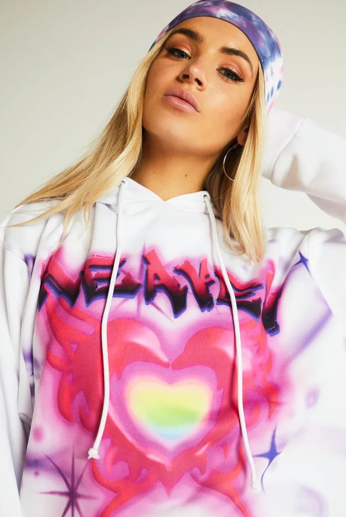 Pink Heaven Print Oversized Hoodie