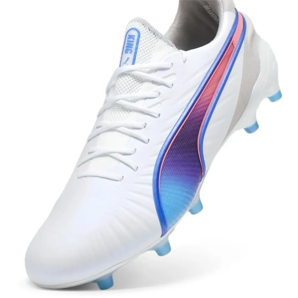 Puma King Ultimate FG/AG Football Boots (White/Bluemazing/Light Grey)