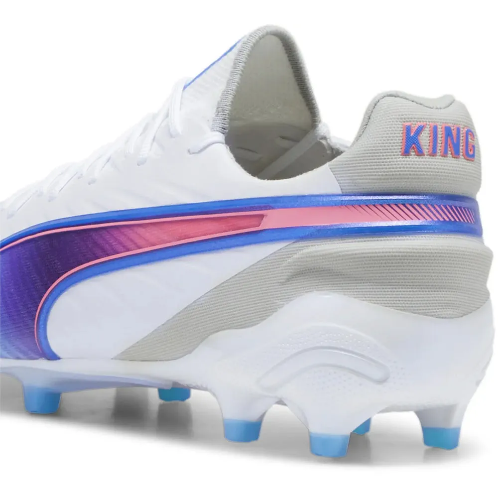 Puma King Ultimate FG/AG Football Boots (White/Bluemazing/Light Grey)