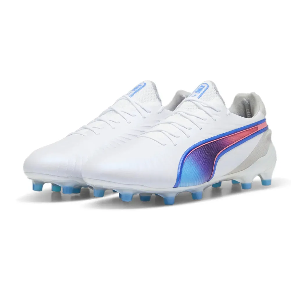 Puma King Ultimate FG/AG Football Boots (White/Bluemazing/Light Grey)