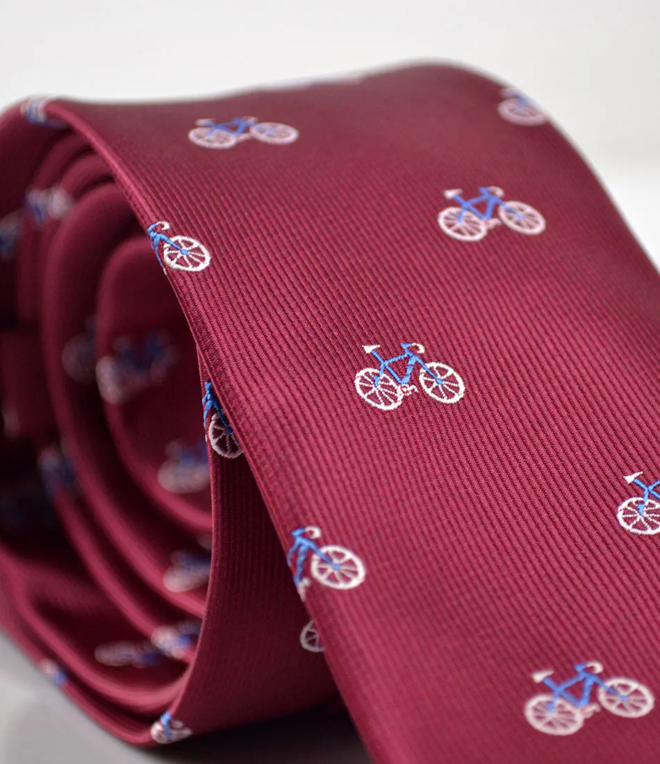 Rich Maroon Blue Bicycle Neck Tie