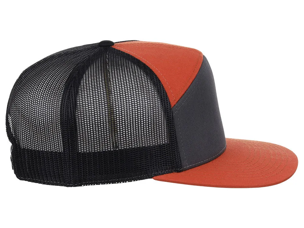 Richardson 168 7 Panel Trucker - Charcoal/Orange/Black