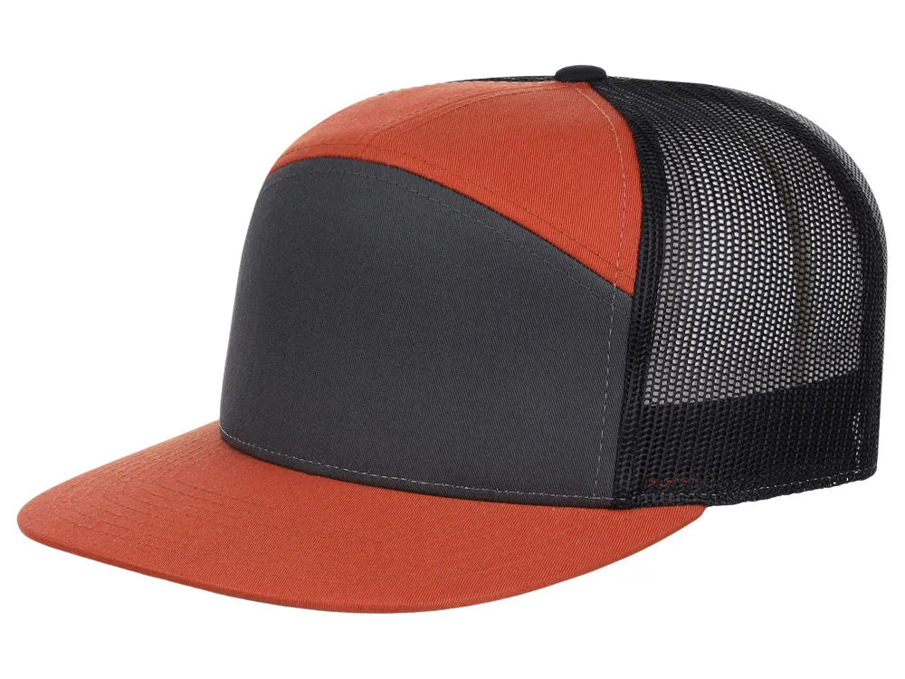 Richardson 168 7 Panel Trucker - Charcoal/Orange/Black