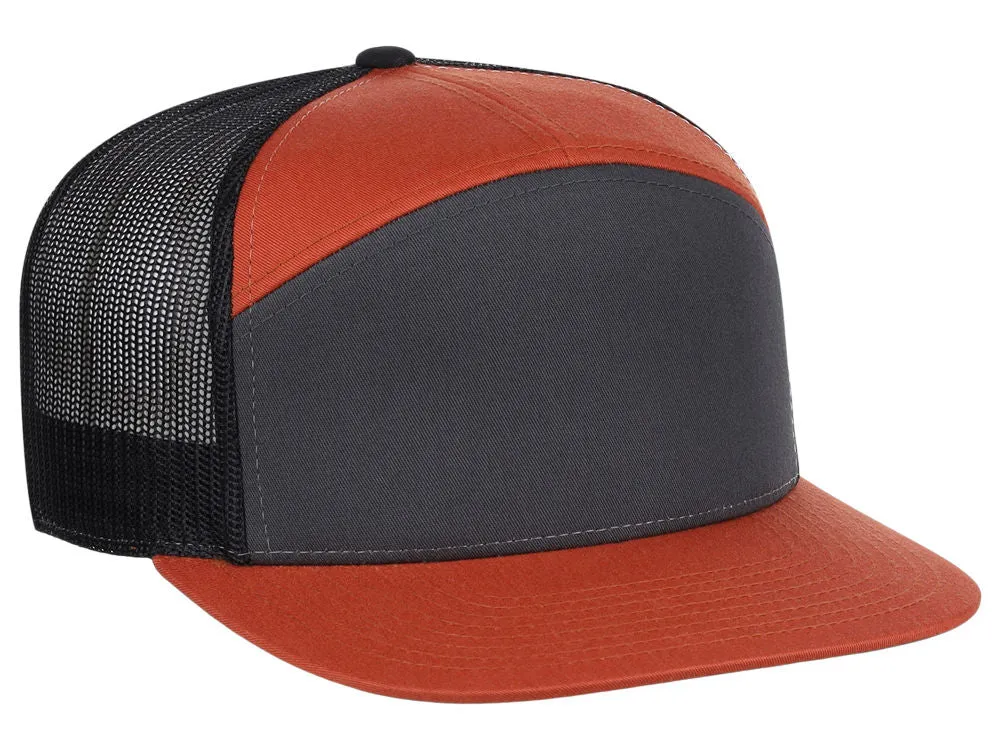 Richardson 168 7 Panel Trucker - Charcoal/Orange/Black