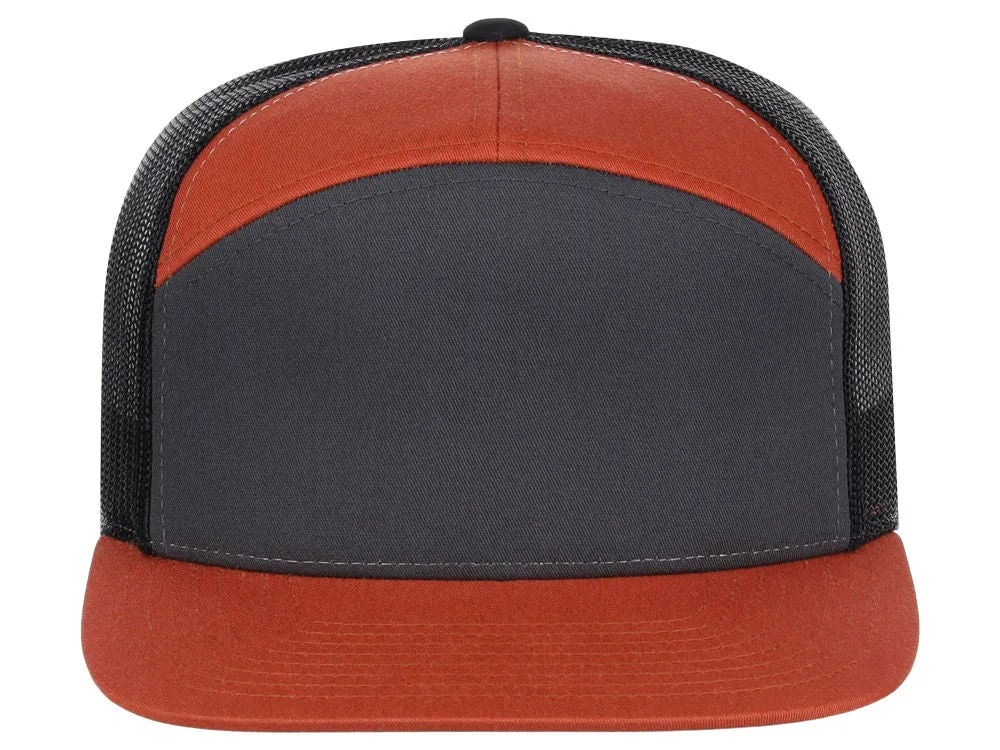 Richardson 168 7 Panel Trucker - Charcoal/Orange/Black