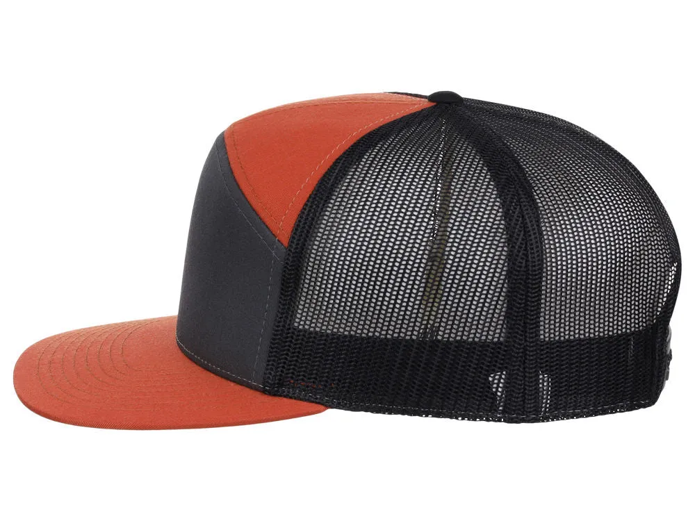 Richardson 168 7 Panel Trucker - Charcoal/Orange/Black